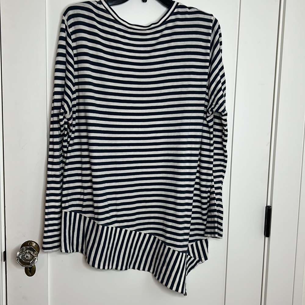 🕶️Blue/White⚡️Stripe Bengal Long Sleeve Tee Shirt L cabi soft knit - Picture 4 of 7